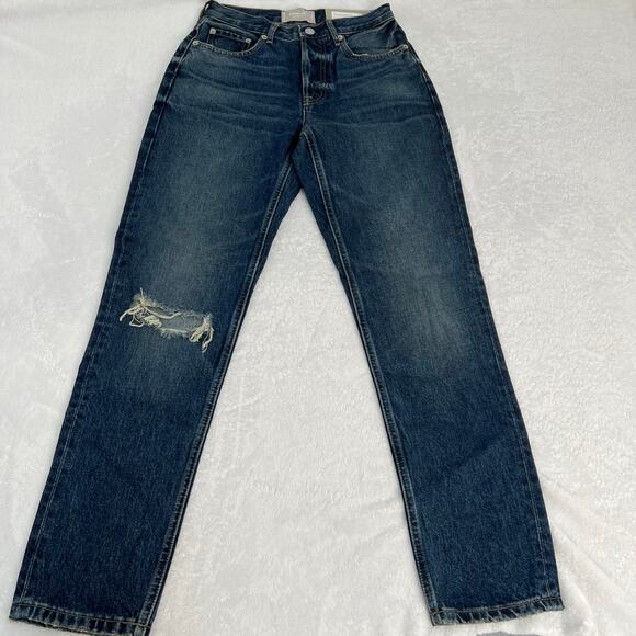 Everlane High Rise 90s Cheeky Straight Leg Denim Jeans Blue Size 25 Distressed - Picture 8 of 11